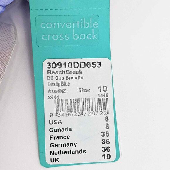 Seafolly DD Cup Beach Break Convertible Cross Back Bralette Bikini Top Size 6 - Picture 10 of 13